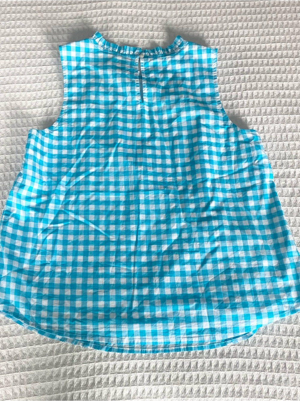 J. Crew Factory Turquoise and White Gingham Sleeveless Tank size Small - Picture 6 of 8